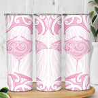 New Zealand Manta Ray Tattoo Skinny Tumbler Aotearoa Maori Haehae Pink