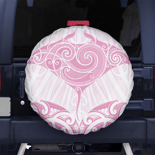 New Zealand Manta Ray Tattoo Spare Tire Cover Aotearoa Maori Haehae Pink