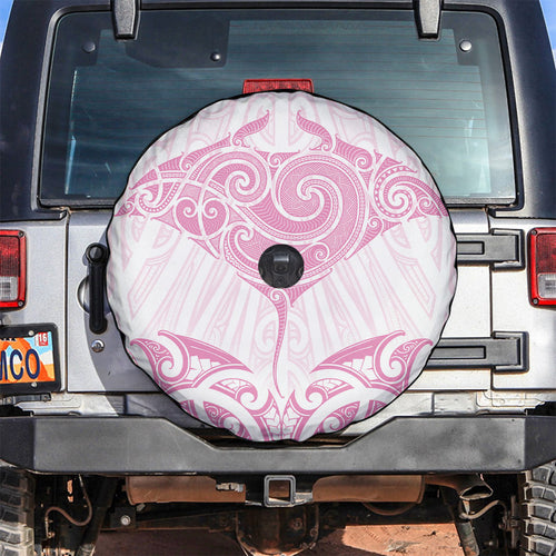 New Zealand Manta Ray Tattoo Spare Tire Cover Aotearoa Maori Haehae Pink