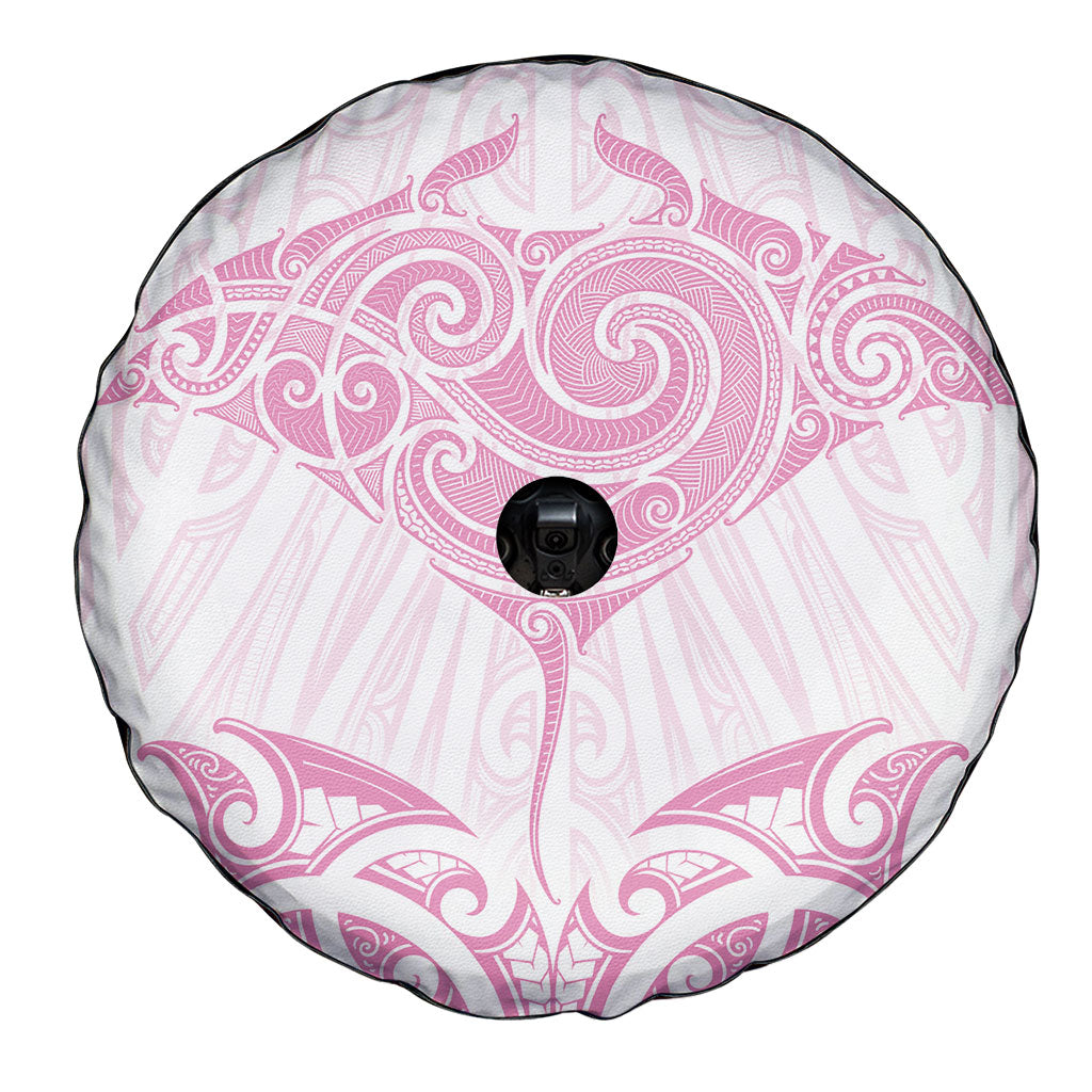 New Zealand Manta Ray Tattoo Spare Tire Cover Aotearoa Maori Haehae Pink