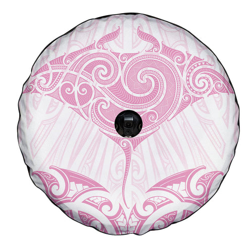 New Zealand Manta Ray Tattoo Spare Tire Cover Aotearoa Maori Haehae Pink