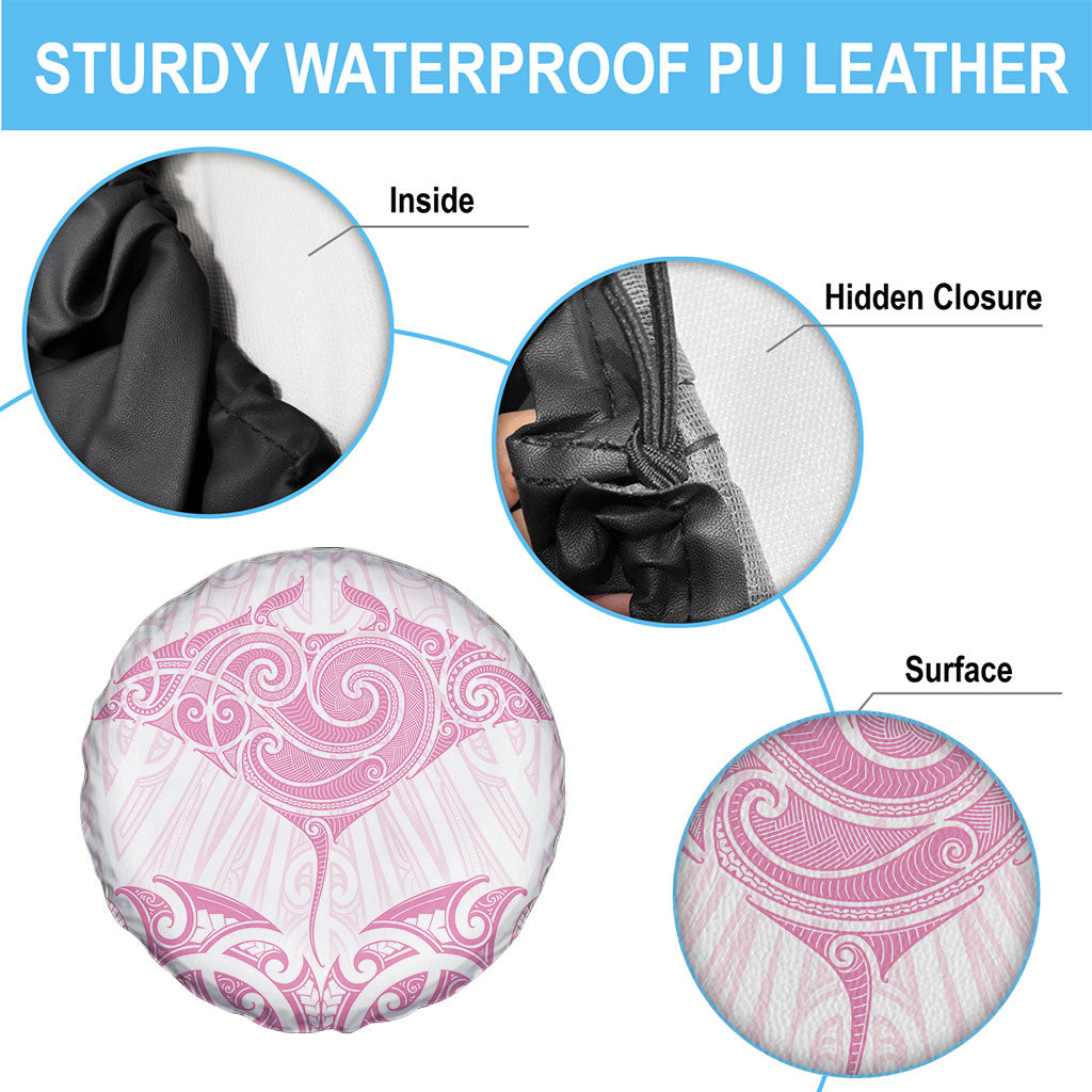 New Zealand Manta Ray Tattoo Spare Tire Cover Aotearoa Maori Haehae Pink
