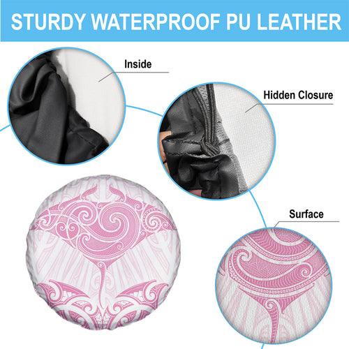 New Zealand Manta Ray Tattoo Spare Tire Cover Aotearoa Maori Haehae Pink