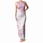 New Zealand Manta Ray Tattoo Tank Maxi Dress Aotearoa Maori Haehae Pink