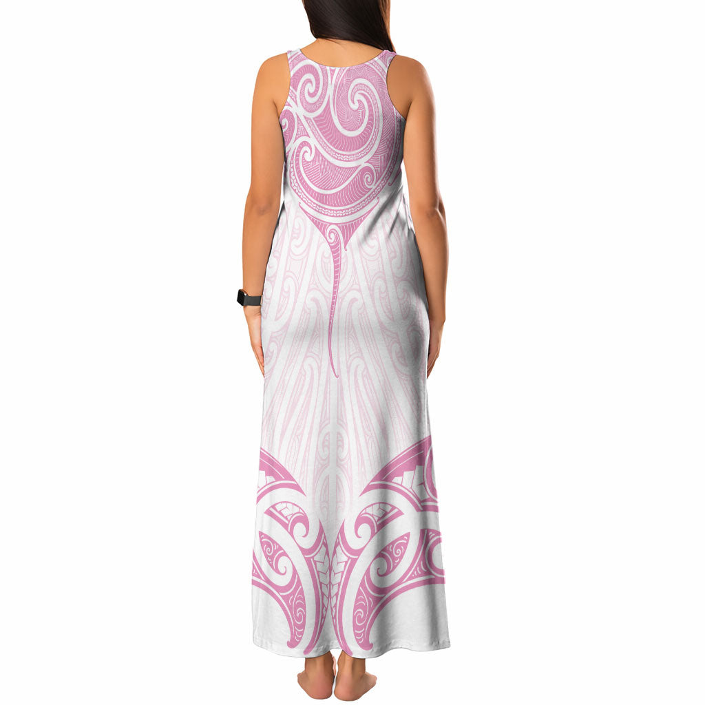 New Zealand Manta Ray Tattoo Tank Maxi Dress Aotearoa Maori Haehae Pink