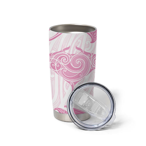 New Zealand Manta Ray Tattoo Tumbler Cup Aotearoa Maori Haehae Pink