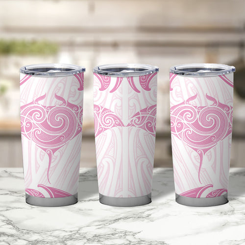 New Zealand Manta Ray Tattoo Tumbler Cup Aotearoa Maori Haehae Pink