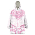 New Zealand Manta Ray Tattoo Wearable Blanket Hoodie Aotearoa Maori Haehae Pink