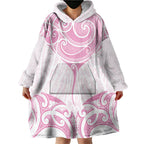 New Zealand Manta Ray Tattoo Wearable Blanket Hoodie Aotearoa Maori Haehae Pink