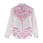 New Zealand Manta Ray Tattoo Women Casual Shirt Aotearoa Maori Haehae Pink