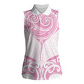 New Zealand Manta Ray Tattoo Women Sleeveless Polo Shirt Aotearoa Maori Haehae Pink