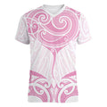 New Zealand Manta Ray Tattoo Women V-Neck T-Shirt Aotearoa Maori Haehae Pink