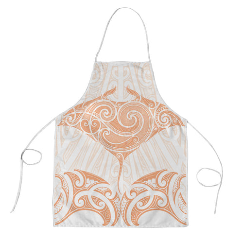 New Zealand Manta Ray Tattoo Apron Aotearoa Maori Haehae Orange