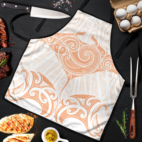 New Zealand Manta Ray Tattoo Apron Aotearoa Maori Haehae Orange