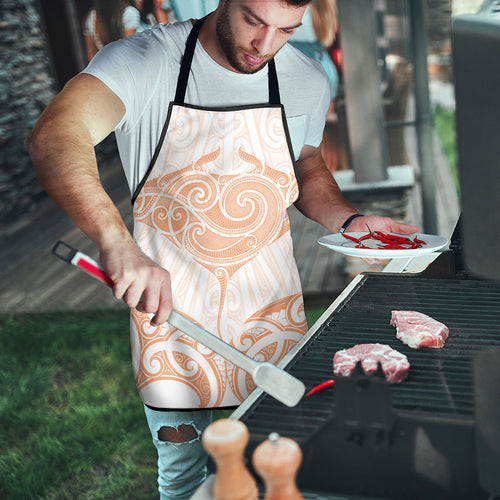 New Zealand Manta Ray Tattoo Apron Aotearoa Maori Haehae Orange