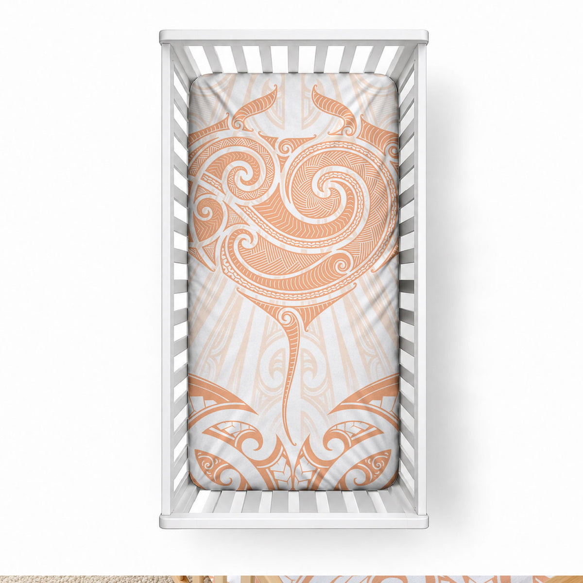 New Zealand Manta Ray Tattoo Baby Bed Cover Aotearoa Maori Haehae Orange