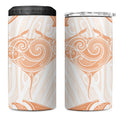 New Zealand Manta Ray Tattoo 4 in 1 Can Cooler Tumbler Aotearoa Maori Haehae Orange