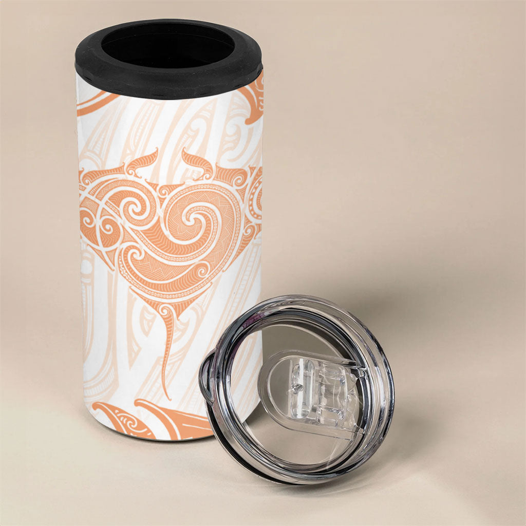 New Zealand Manta Ray Tattoo 4 in 1 Can Cooler Tumbler Aotearoa Maori Haehae Orange