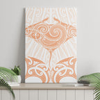 New Zealand Manta Ray Tattoo Canvas Wall Art Aotearoa Maori Haehae Orange