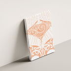 New Zealand Manta Ray Tattoo Canvas Wall Art Aotearoa Maori Haehae Orange