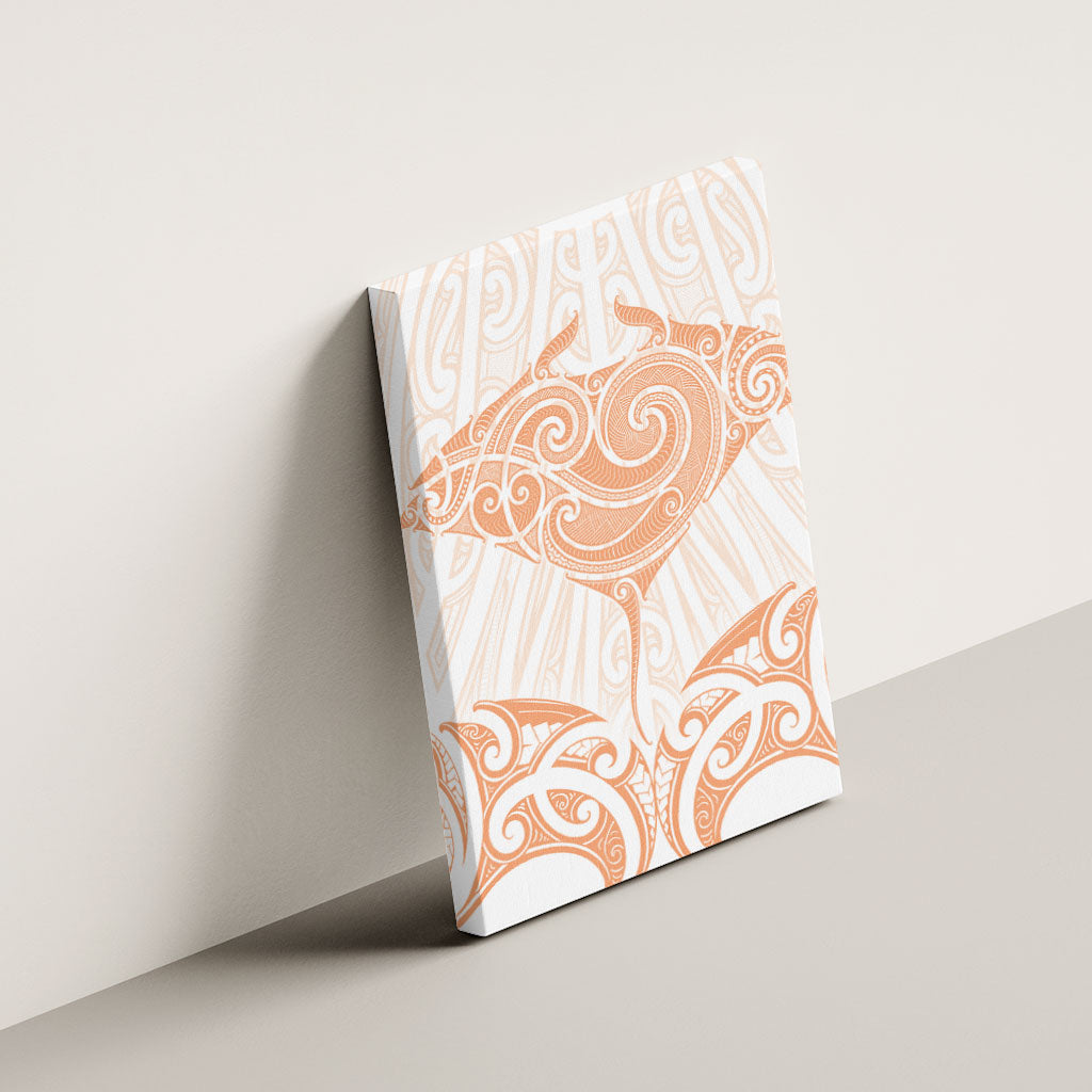 New Zealand Manta Ray Tattoo Canvas Wall Art Aotearoa Maori Haehae Orange