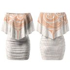 New Zealand Manta Ray Tattoo Couples Matching Off Shoulder Short Dress and Hawaiian Shirt Aotearoa Maori Haehae Orange