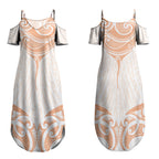 New Zealand Manta Ray Tattoo Couples Matching Summer Maxi Dress and Long Sleeve Button Shirt Aotearoa Maori Haehae Orange