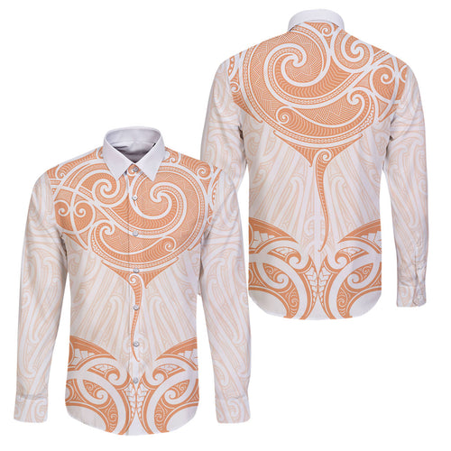 New Zealand Manta Ray Tattoo Family Matching Mermaid Dress and Hawaiian Shirt Aotearoa Maori Haehae Orange