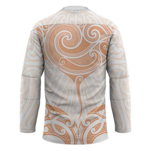 New Zealand Manta Ray Tattoo Hockey Jersey Aotearoa Maori Haehae Orange