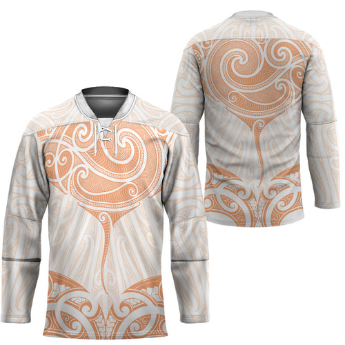 New Zealand Manta Ray Tattoo Hockey Jersey Aotearoa Maori Haehae Orange