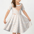 New Zealand Manta Ray Tattoo Kid Short Sleeve Dress Aotearoa Maori Haehae Orange