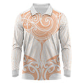 New Zealand Manta Ray Tattoo Long Sleeve Polo Shirt Aotearoa Maori Haehae Orange