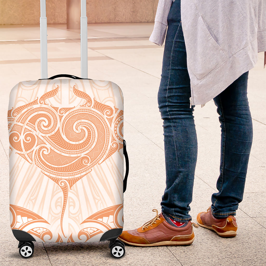 New Zealand Manta Ray Tattoo Luggage Cover Aotearoa Maori Haehae Orange
