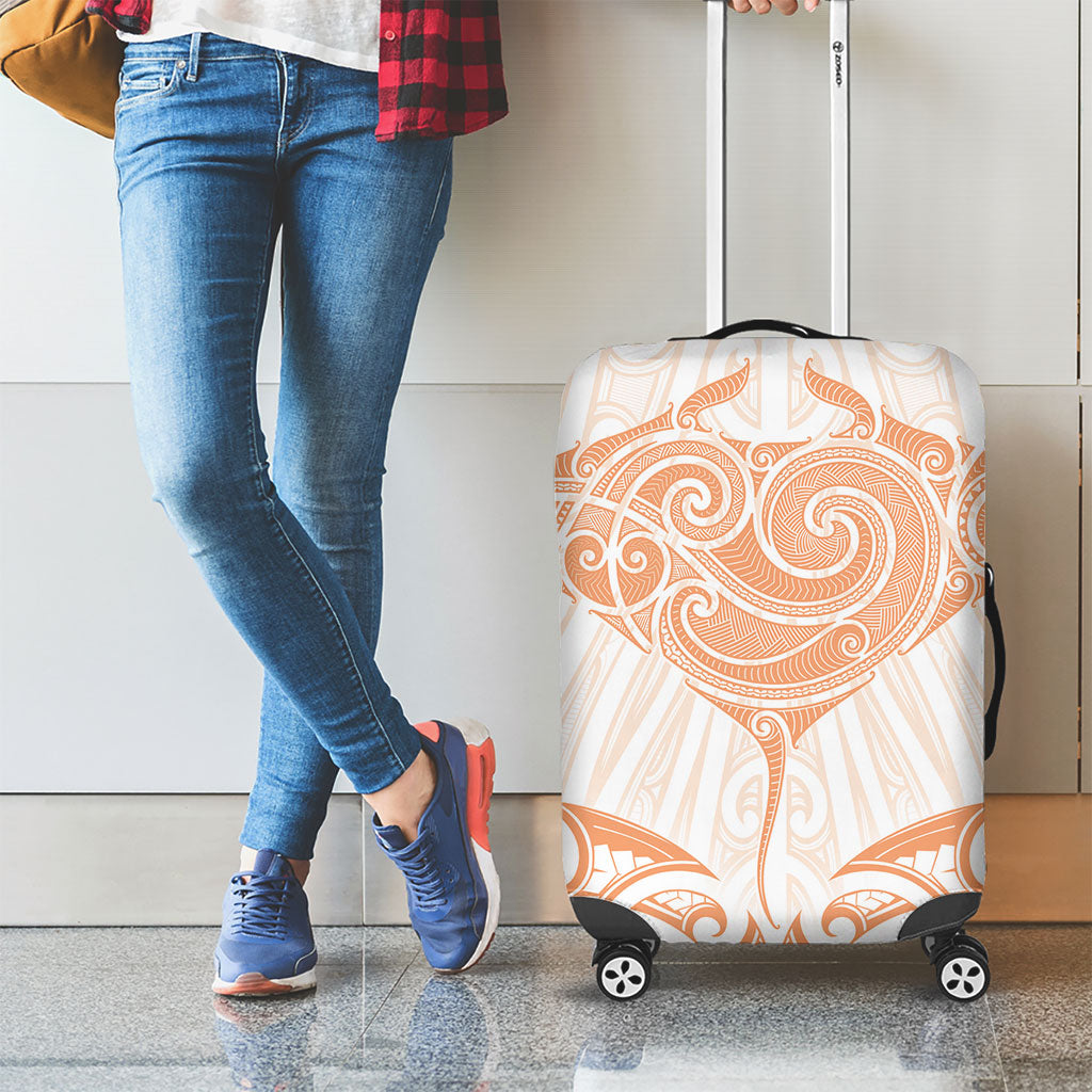 New Zealand Manta Ray Tattoo Luggage Cover Aotearoa Maori Haehae Orange