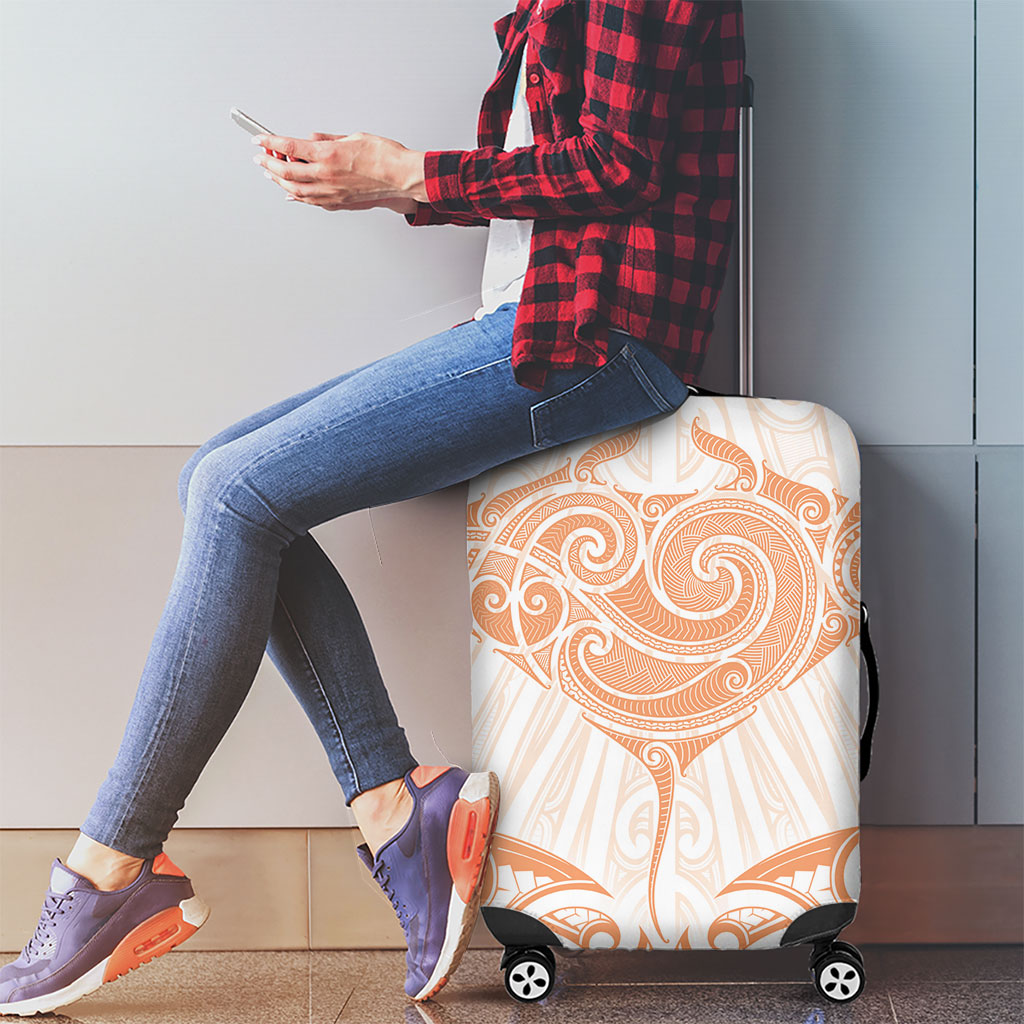 New Zealand Manta Ray Tattoo Luggage Cover Aotearoa Maori Haehae Orange