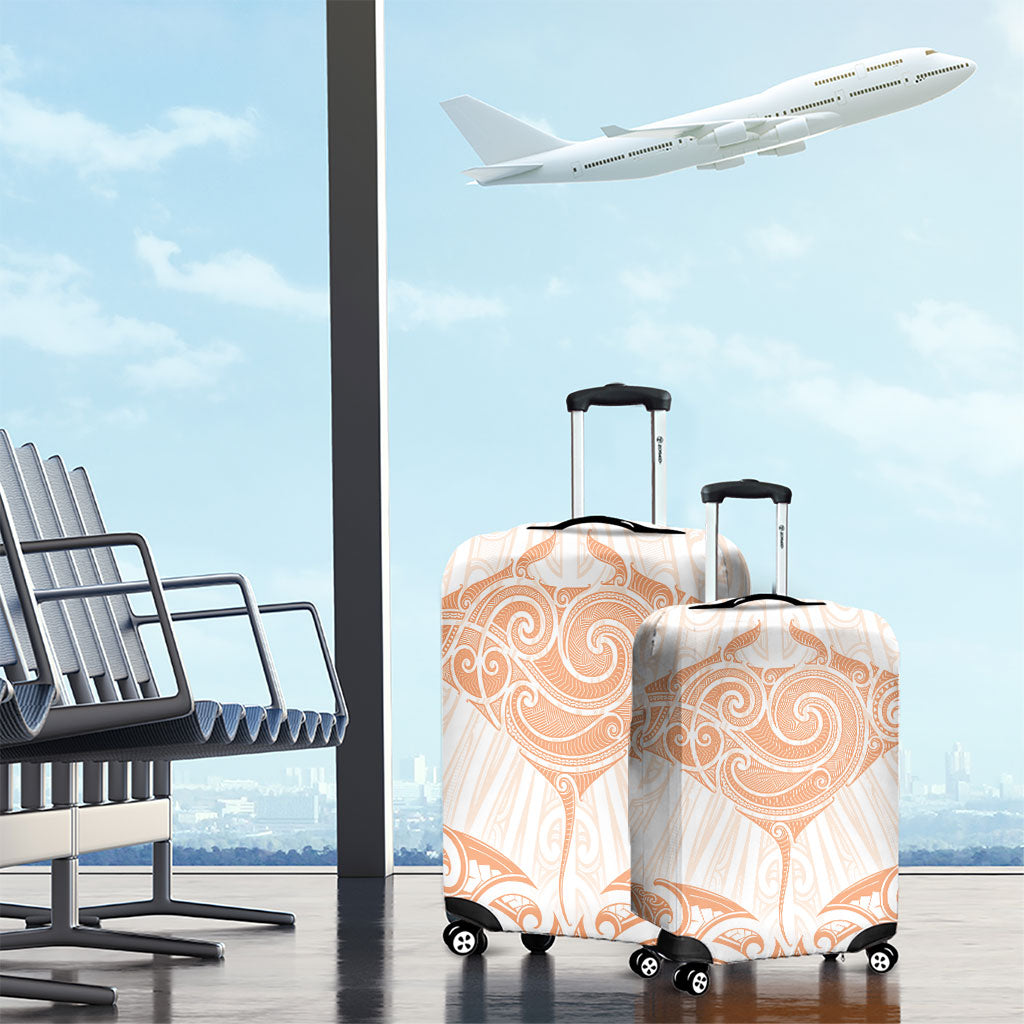 New Zealand Manta Ray Tattoo Luggage Cover Aotearoa Maori Haehae Orange