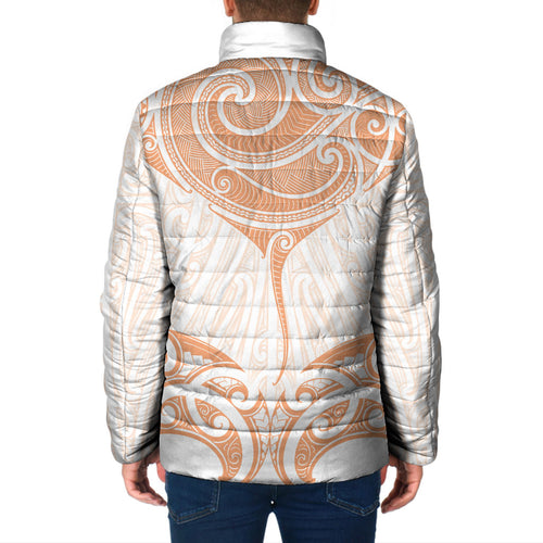 New Zealand Manta Ray Tattoo Padded Jacket Aotearoa Maori Haehae Orange
