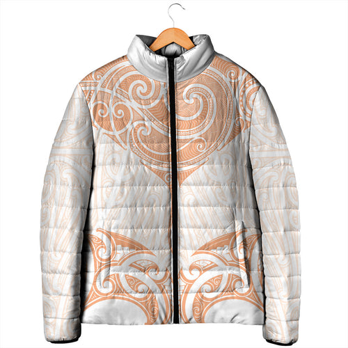 New Zealand Manta Ray Tattoo Padded Jacket Aotearoa Maori Haehae Orange
