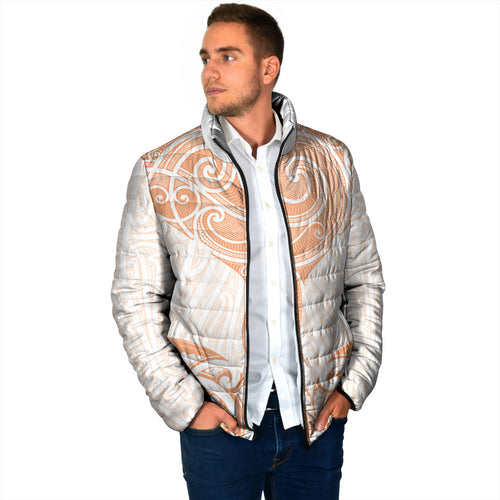 New Zealand Manta Ray Tattoo Padded Jacket Aotearoa Maori Haehae Orange
