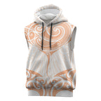 New Zealand Manta Ray Tattoo Sleeveless Hoodie Aotearoa Maori Haehae Orange