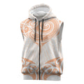 New Zealand Manta Ray Tattoo Sleeveless Zip Hoodie Aotearoa Maori Haehae Orange