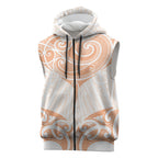 New Zealand Manta Ray Tattoo Sleeveless Zip Hoodie Aotearoa Maori Haehae Orange