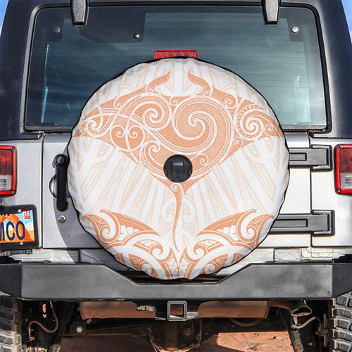 New Zealand Manta Ray Tattoo Spare Tire Cover Aotearoa Maori Haehae Orange