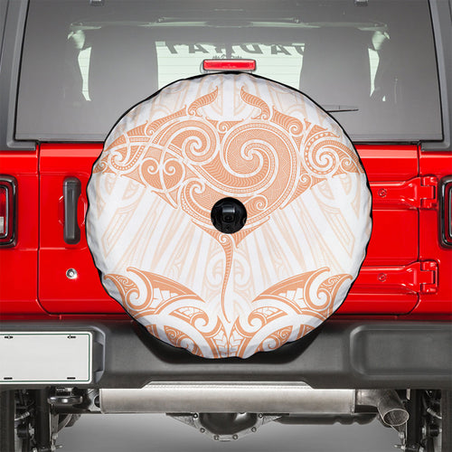New Zealand Manta Ray Tattoo Spare Tire Cover Aotearoa Maori Haehae Orange