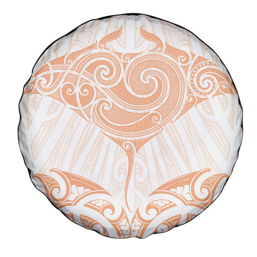 New Zealand Manta Ray Tattoo Spare Tire Cover Aotearoa Maori Haehae Orange