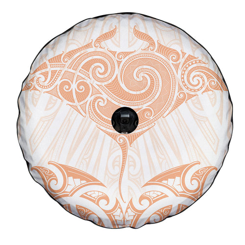 New Zealand Manta Ray Tattoo Spare Tire Cover Aotearoa Maori Haehae Orange