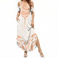 New Zealand Manta Ray Tattoo Summer Maxi Dress Aotearoa Maori Haehae Orange
