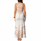 New Zealand Manta Ray Tattoo Tank Maxi Dress Aotearoa Maori Haehae Orange
