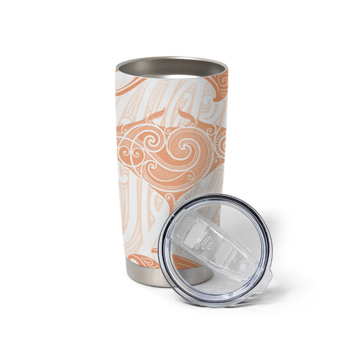 New Zealand Manta Ray Tattoo Tumbler Cup Aotearoa Maori Haehae Orange