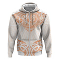 New Zealand Manta Ray Tattoo Zip Hoodie Aotearoa Maori Haehae Orange